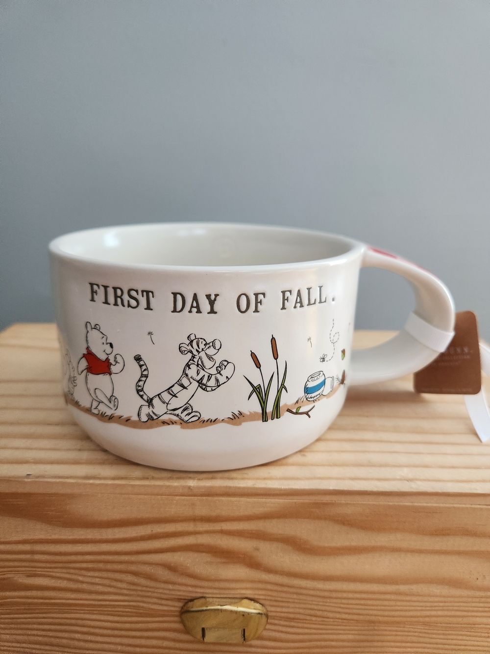 Disney Winnie the Pooh 'First Day of Fall' Rae Dunn Ceramic Soup Mug NWT